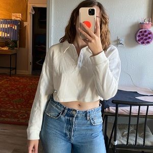 Crop, collard sweatshirt
